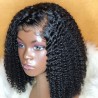 Kinky Curly Bob Wig Lace Front Wig Natural black Color Pre-plucked hair line